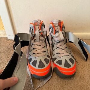 Gray and Orange Basketball Shoes